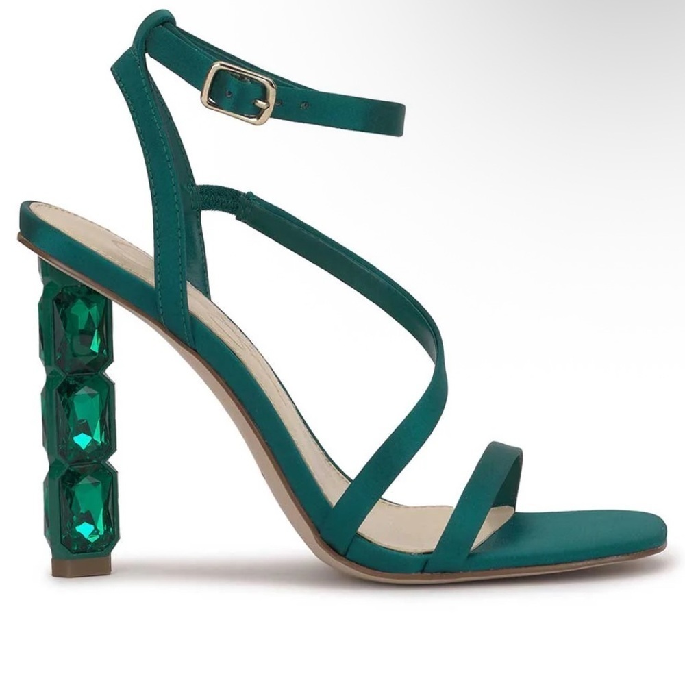 Jessica Simpson Women’s Emerald Strappy Heels with Jewel Details